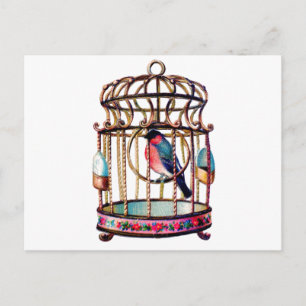 Viktoriansk skräp Die cut Bird Cage Vykort