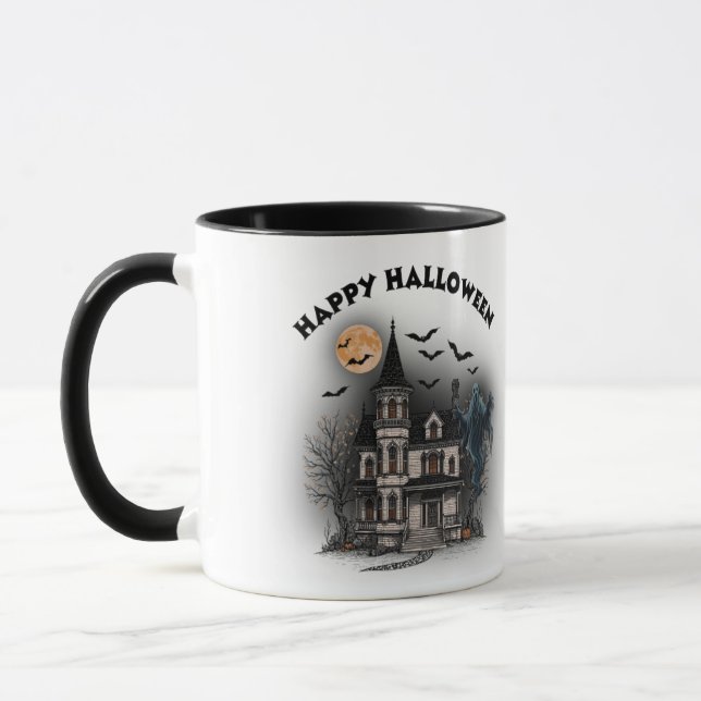 Viktoriansk spökhus vintage Halloween-mugg Mugg (Vänster)