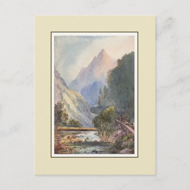 Viktoriansk vattenfärg vykort (Framsida)