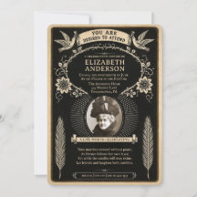 Viktoriansk Vintage Begravnings-Stil Foto Inbjudan
