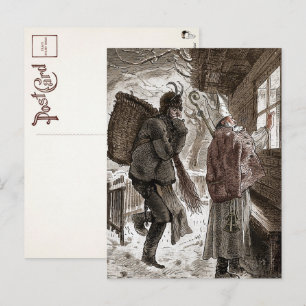 Viktoriansk vintage Hans Trapp och St. Nick vykort