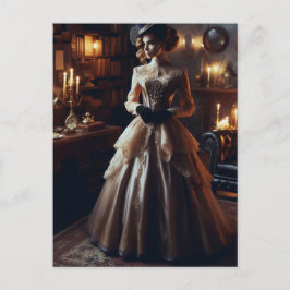 Viktoriansk Vintage Mysterious Elegant Woman Vykort