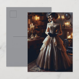 Viktoriansk Vintage Mysterious Elegant Woman Vykort