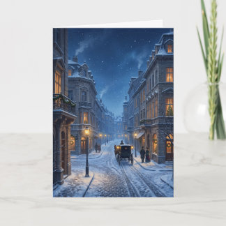 Viktoriansk Wien julafton snöig gata Helgkort