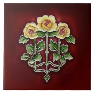 Viktorianska Art nouveau-Rosor-antikkanten Repro Kakelplatta