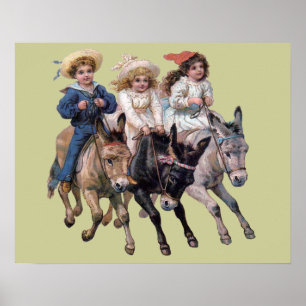 Viktorianska barn och hästar poster