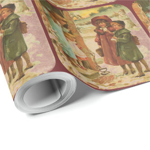 Viktorianska barn - Papper julafton Presentpapper