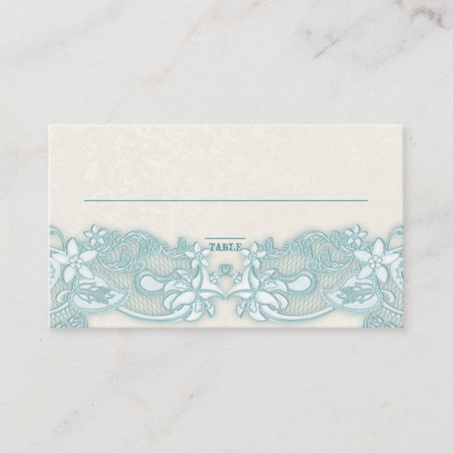 Viktorianska Blommigten Aqua Ivory Place Card Placeringskort (Framsida)