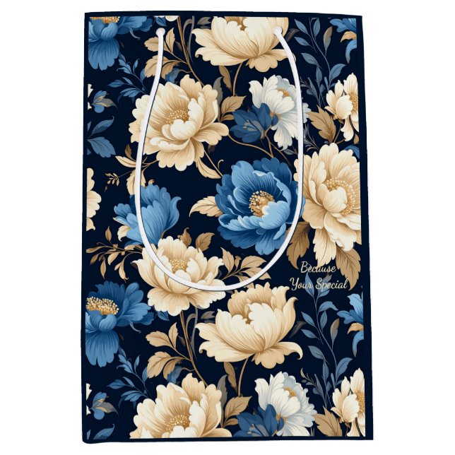 Viktorianska blommor blå presentpåse (Framsidan)