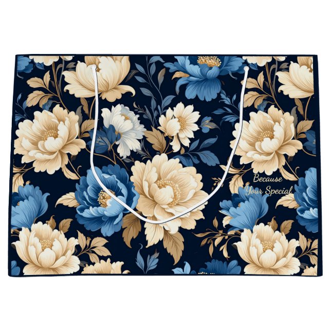 Viktorianska blommor blå presentpåse (Framsidan)