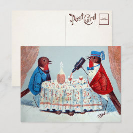 Viktorianska fåglar med vykort Vin