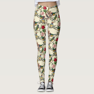 Viktorianska fåglar och Ro-skrapbook Retro Leggings