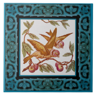 Viktorianska Färgaden Transferware Repro Kakelplatta