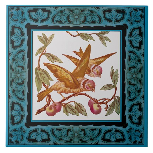 Viktorianska Färgaden Transferware Repro Kakelplatta (Framsidan)