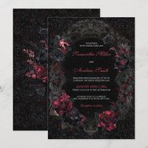 Viktorianska Gothic Wedding-inbjudningar, svart oc