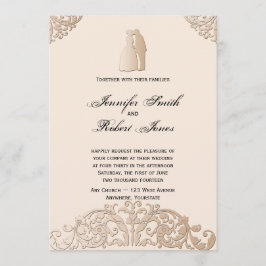 Viktorianska Guld Filigree Wedding bjudande Inbjudningar