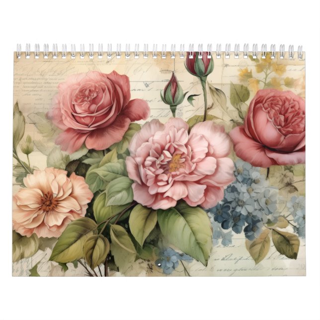 Viktorianska Handmålade Blommor Kalender (Omslag)