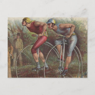 Viktorianska höghjul-cyklar vykort