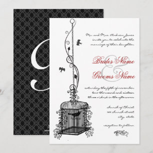 Viktorianska inbjudan till Birdcage Red Boho Weddi