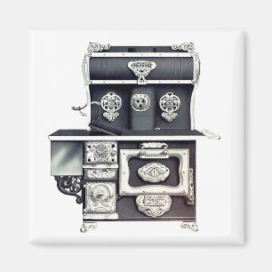 Viktorianska järn-stove svart och silver magnet