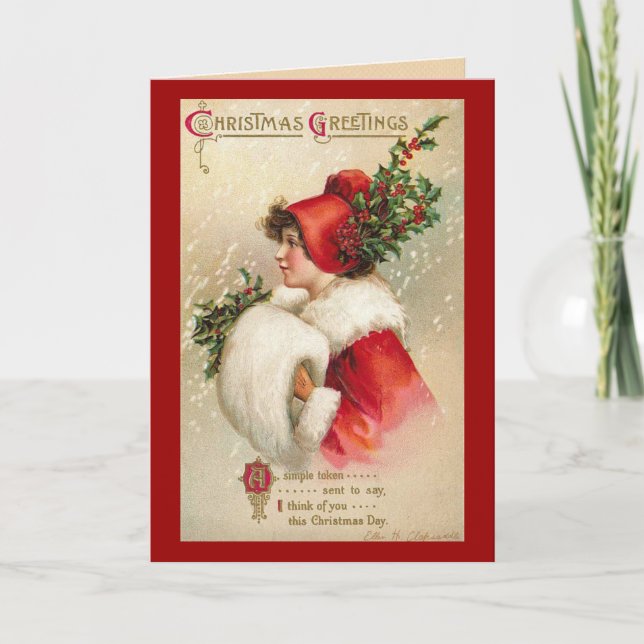 Viktorianska julhälsningskort helgkort (Framsida)