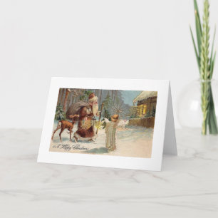 Viktorianska julhälsningskortet Santa och Angel Helgkort