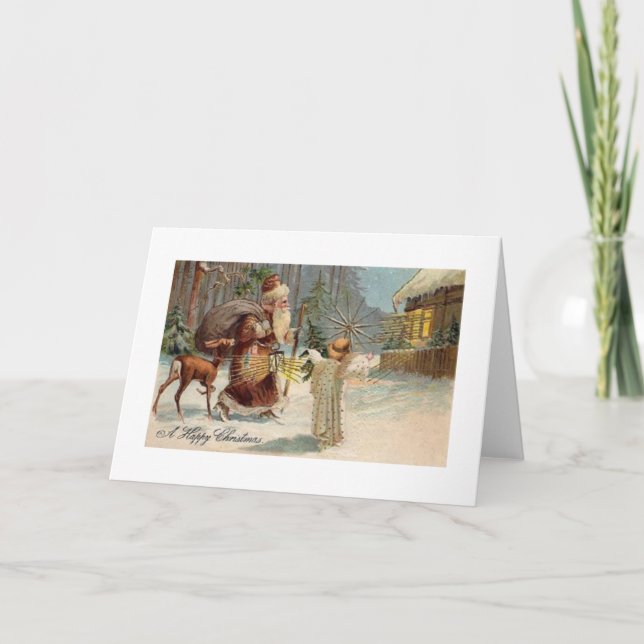 Viktorianska julhälsningskortet Santa och Angel Helgkort (Framsida)