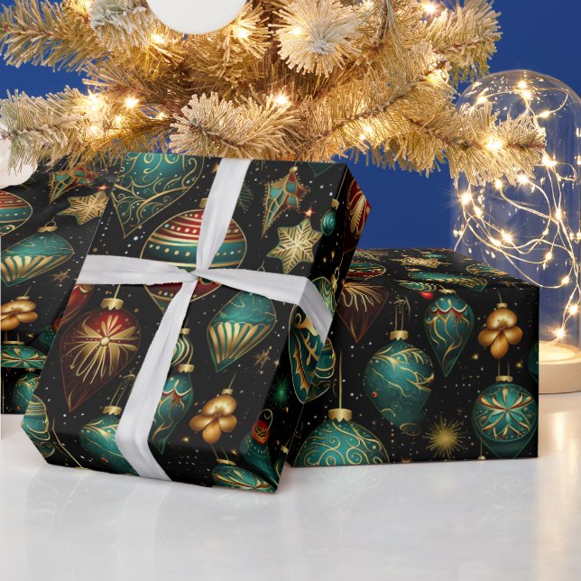 Viktorianska julprydnadsföremål med Guld-accenter Presentpapper (Helgdagar)