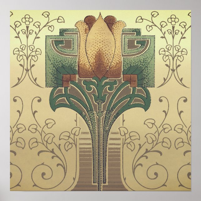 Viktorianska konst- och hantverksblommor poster (Framsidan)