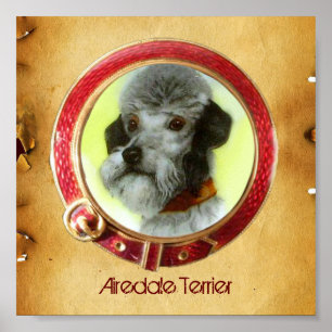 VIKTORIANSKA MINITUR HUND PORTRAIT Airedale Terrie Poster