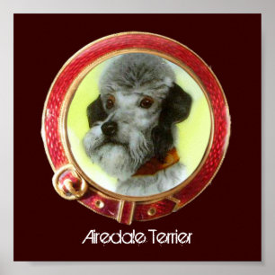 VIKTORIANSKA MINITUR HUND PORTRAIT Airedale Terrie Poster