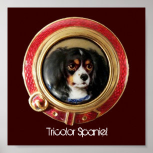 VIKTORIANSKA MINITURPORTRÄTT AV HUND Tricolor Span Poster