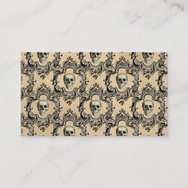 Viktorianska ramverk Döskallar Goth Skeleton Gothi Visitkort (Framsida)
