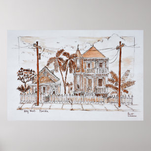 Viktorianska Stil Conch Houses Nyckel Väster, Flo Poster