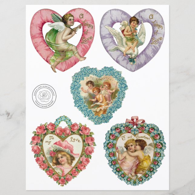 Viktorianska Valentineser Hearts Scrapbook Papper (Framsida)