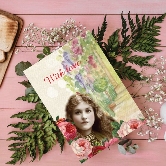 Viktorianskt gratulationskort för kål Ro Blommigt Hälsningskort (Skapare uppladdad)