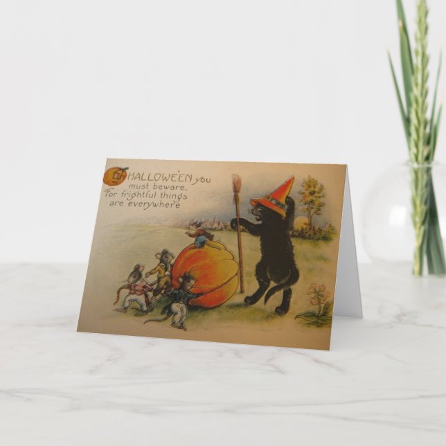 Viktorianskt gratulationskort för Sak Halloween Kort (Framsida)