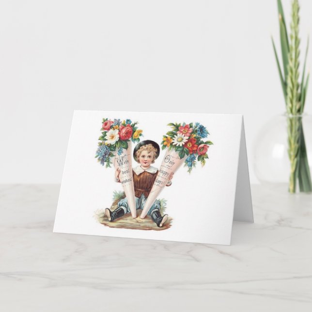 Viktorianskt hälsningskort för Mors dag. Kort (Framsida)