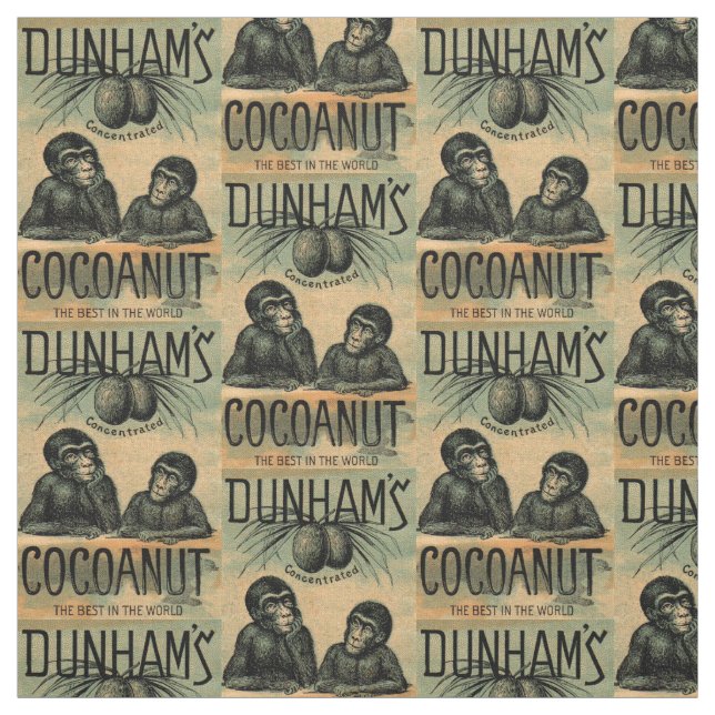 Viktorianskt handelskort: Dunhams Cocoanut-tryck Tyg (Provkarta)