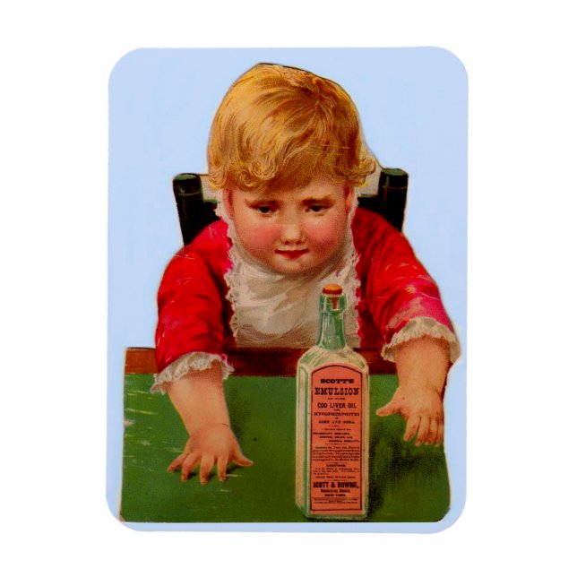 Viktorianskt handelskort: Scott's Emulsion Castor  Magnet (Vertikal)