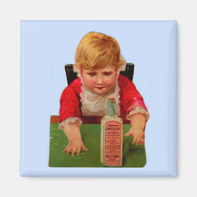 Viktorianskt handelskort: Scott's Emulsion Castor  Magnet (Framsidan)