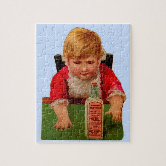 Viktorianskt handelskort: Scott's Emulsion Castor  Pussel (Vertikal)