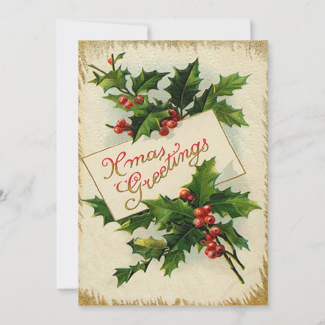 Viktorianskt Julafton Hälsning-kort med platta jul Julkort (Framsida)