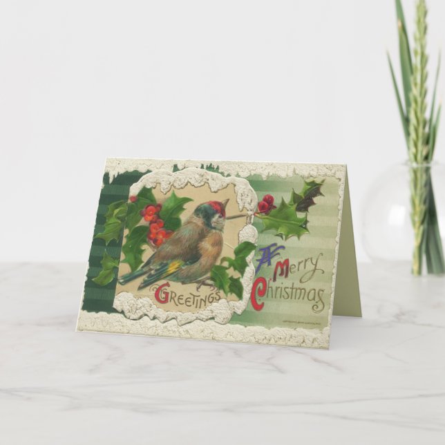 Viktorianskt jullfågelkort helgkort (Framsida)