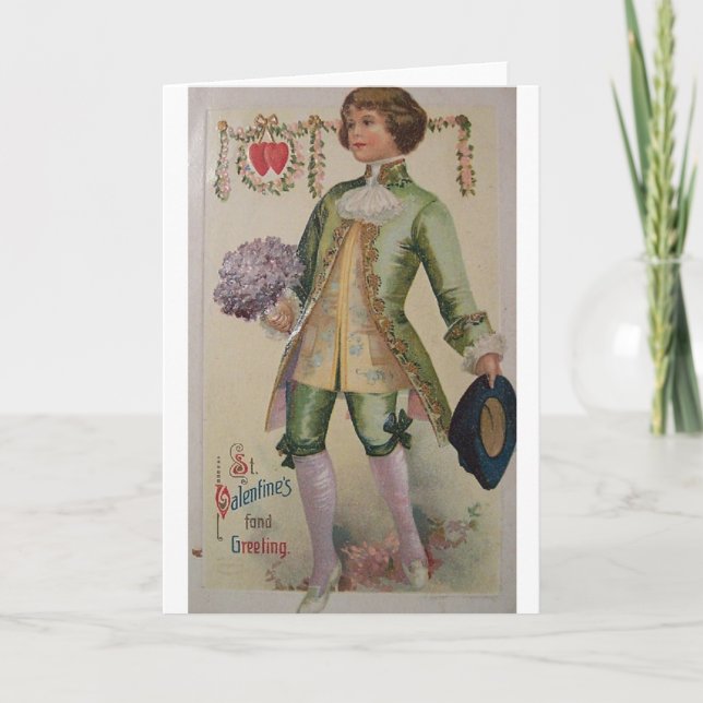 Viktorianskt kort för hälsning på Alla hjärtans da (Framsida)