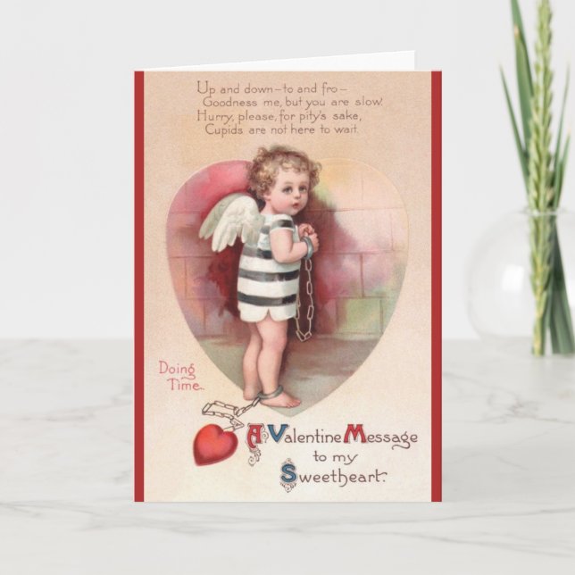 Viktorianskt Shackled Cupid Valentine Day Card Helgkort (Framsida)