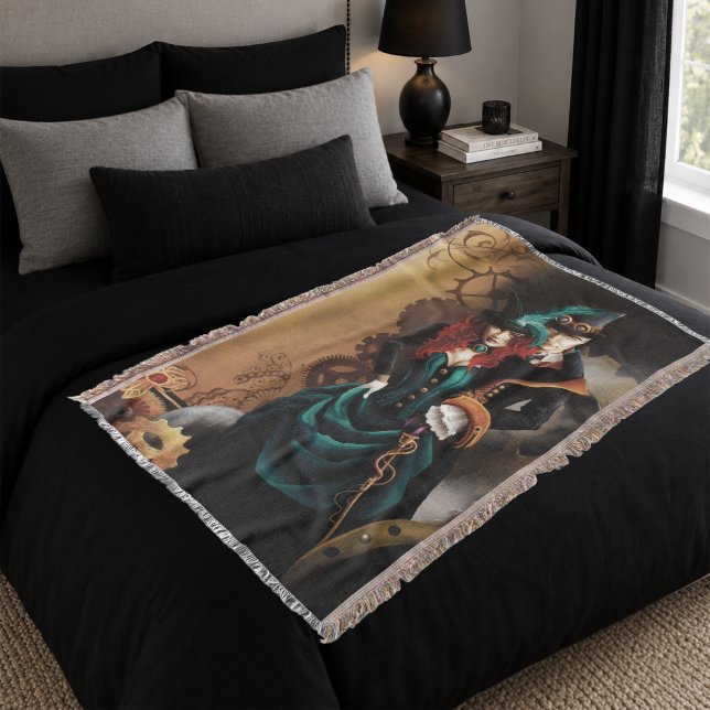 Viktorianskt Steampunkpar Elegans Romantik Filt (Skapare uppladdad)