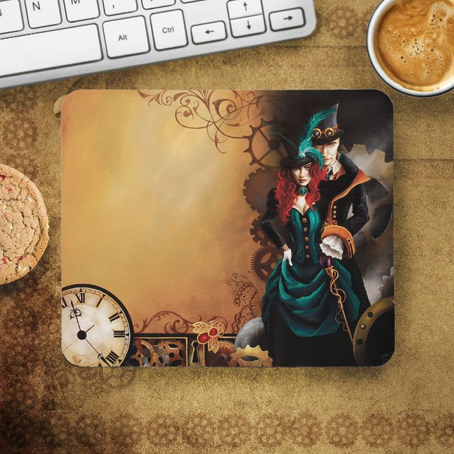 Viktorianskt Steampunkpar Elegans Romantik Musmatta (Skapare uppladdad)