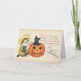 Viktorianskt svartvitt Halloween-hälsningskort Kort