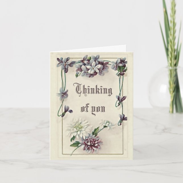 Viktorianskt "Tänkning av dig"-kort Kort (Framsida)